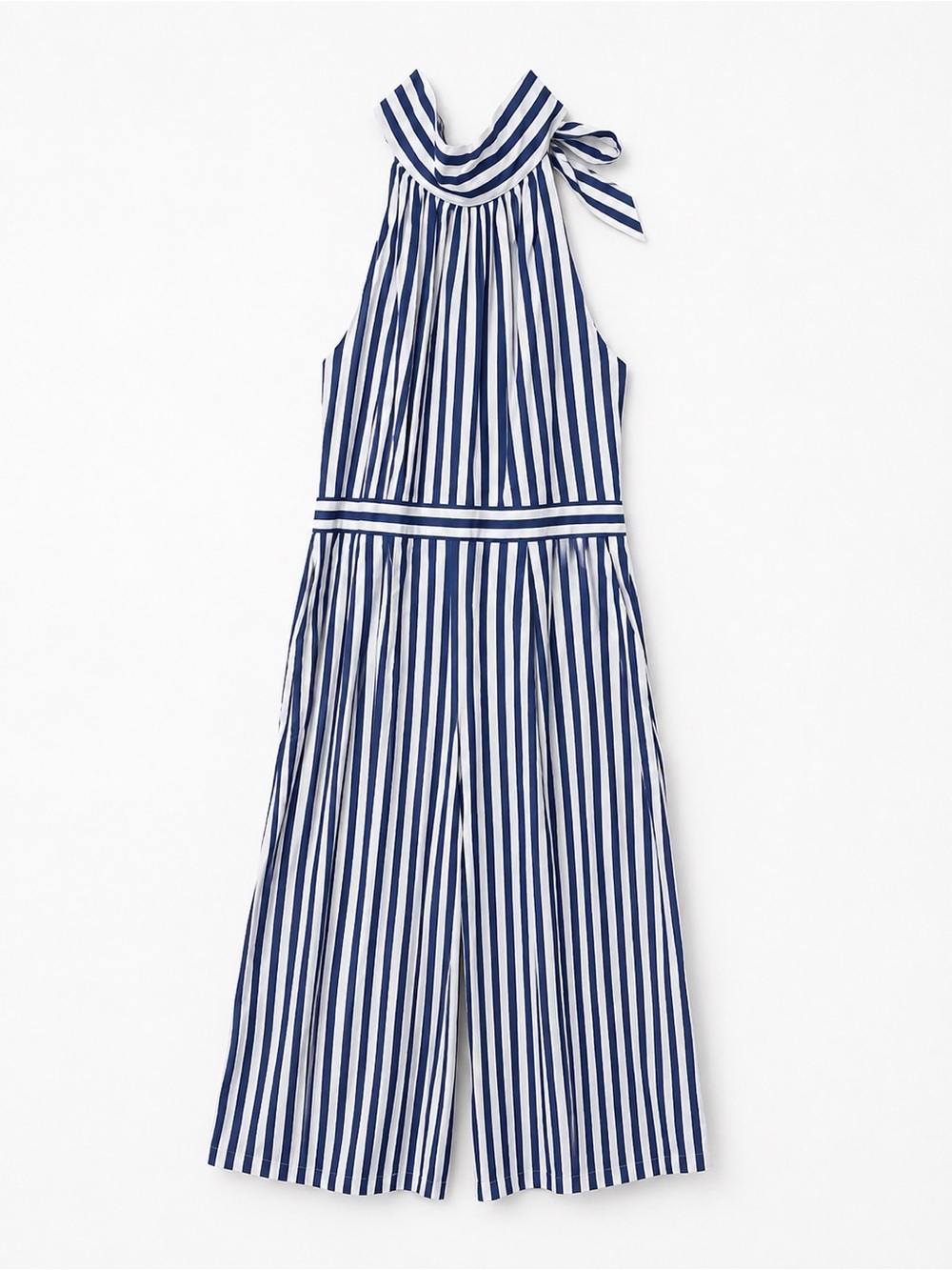 J. Crew Navy and White Striped Halter Jumpsuit